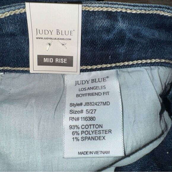 Judy Blue Mid Rise Boyfriend Jeans - Picture 2 of 7